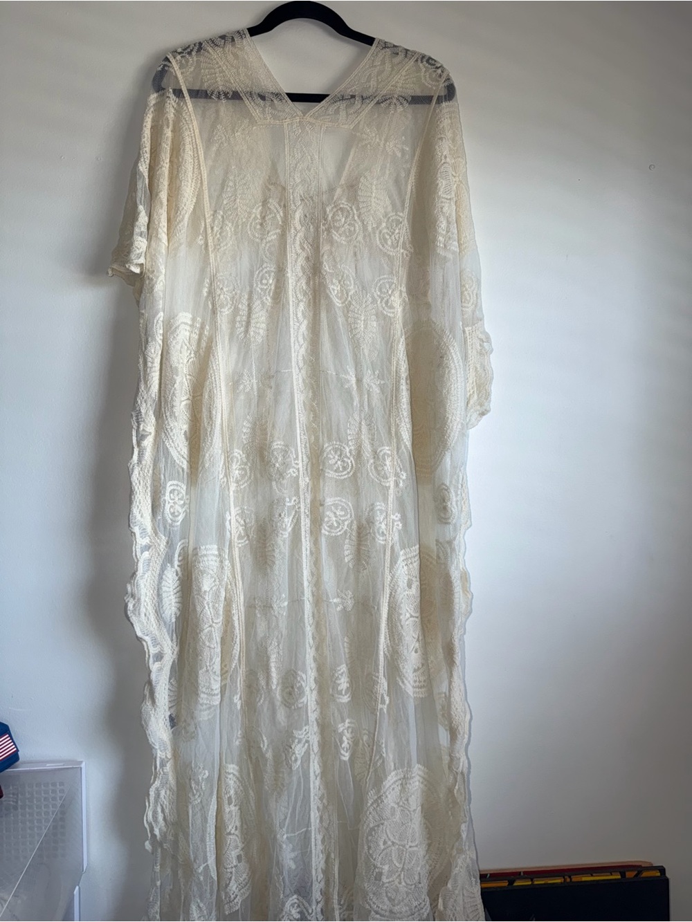 Sheer Lace Boho Maxi Cover-Up - Cream - Picture 4 of 7